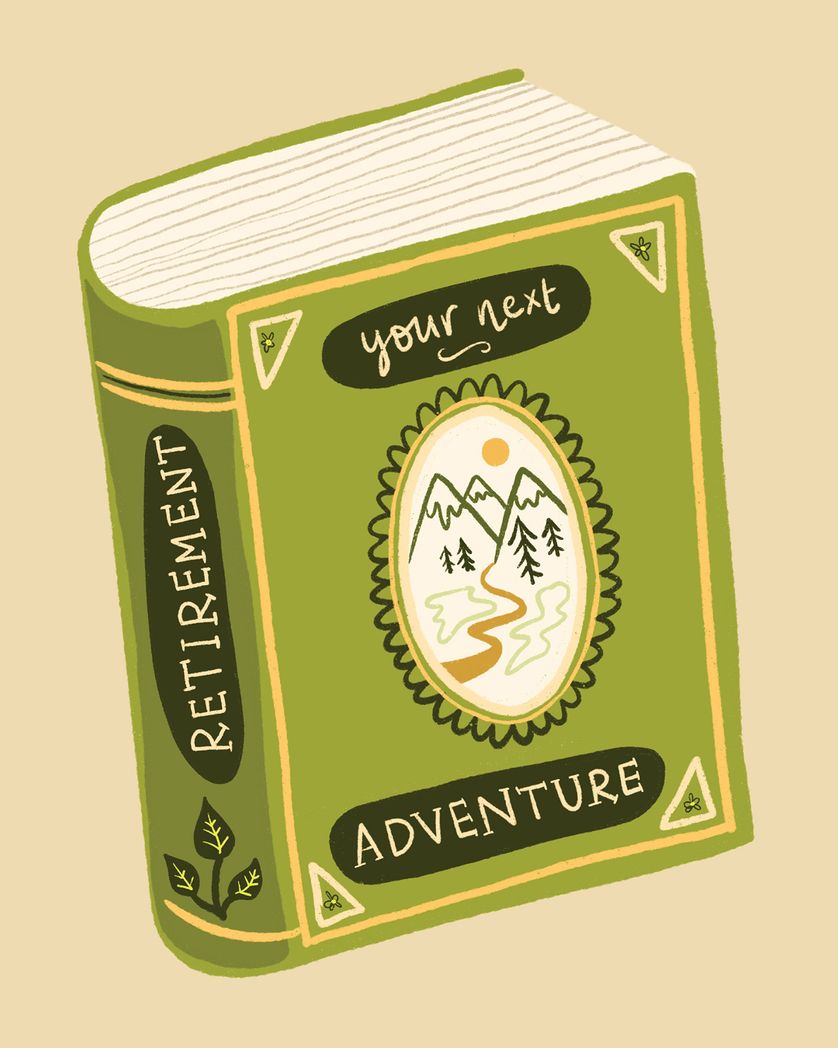 Card design "Page Turner -group retirement ecard"