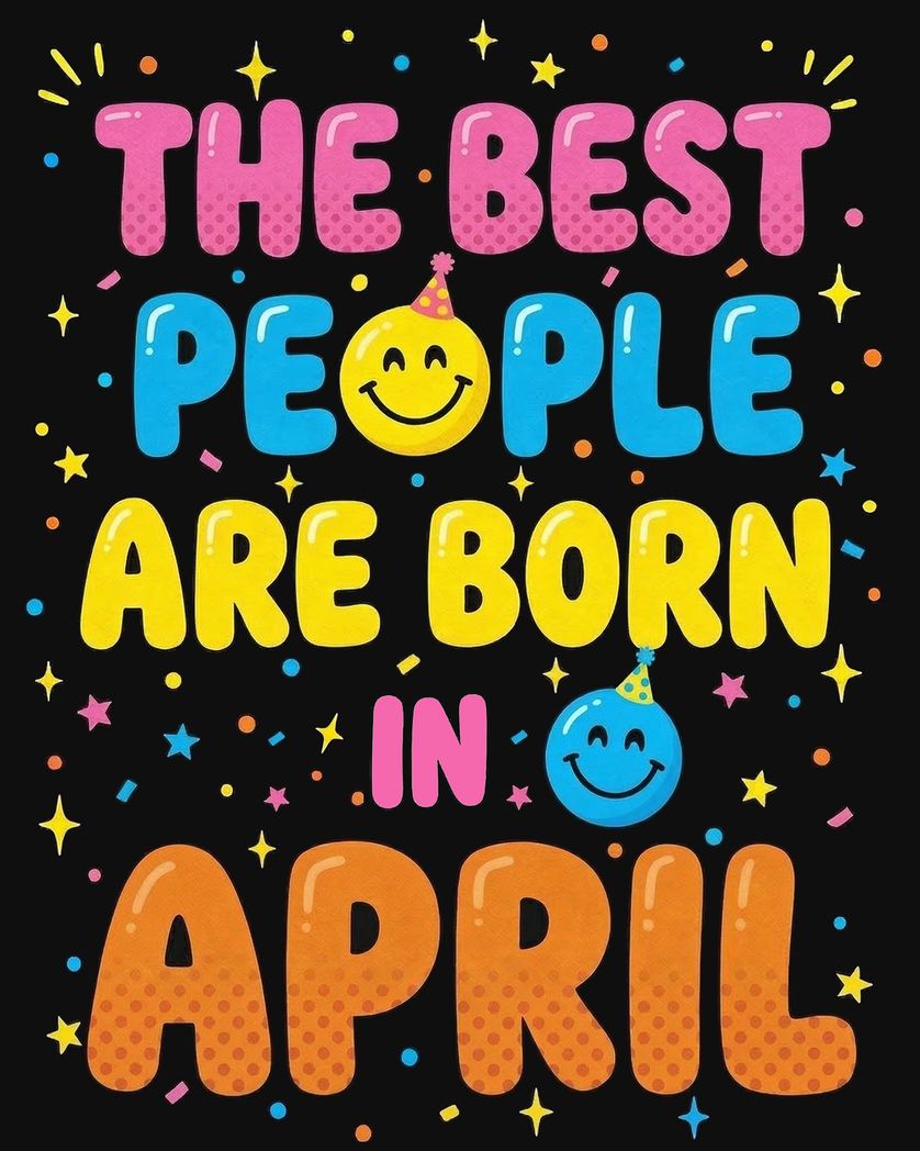 Card design "April birthday - group ecard"