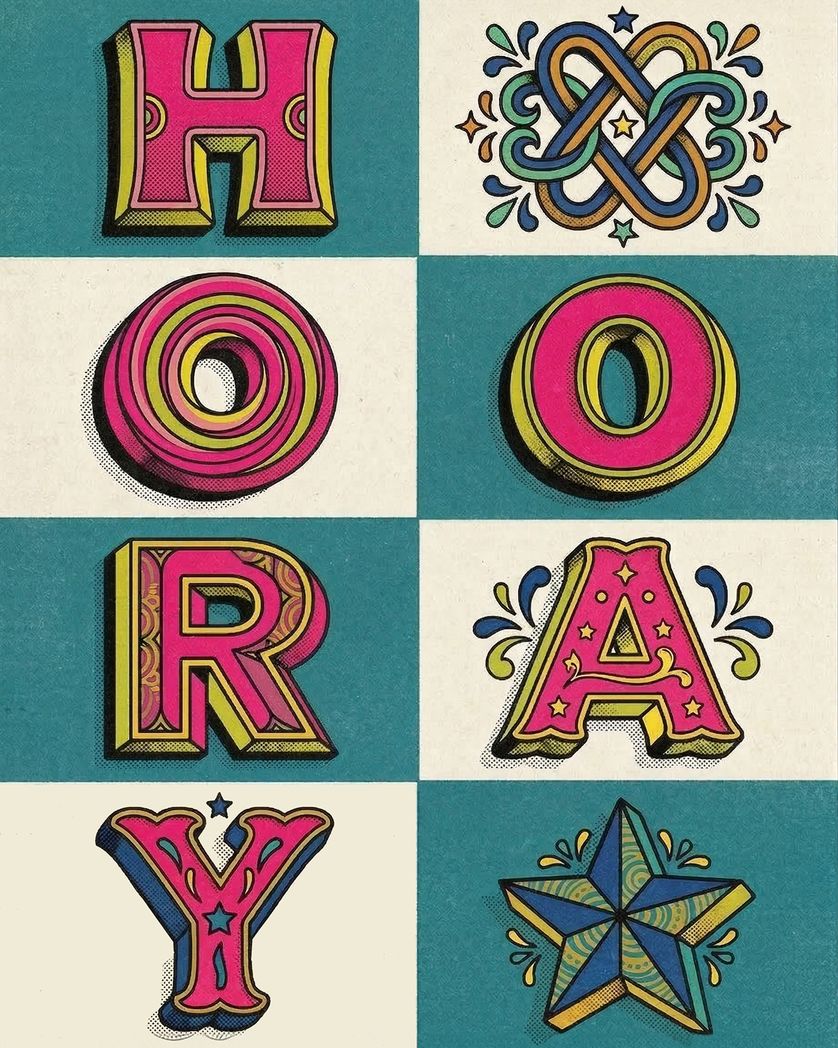 Card design "Funky woodblock - group birthday ecard"