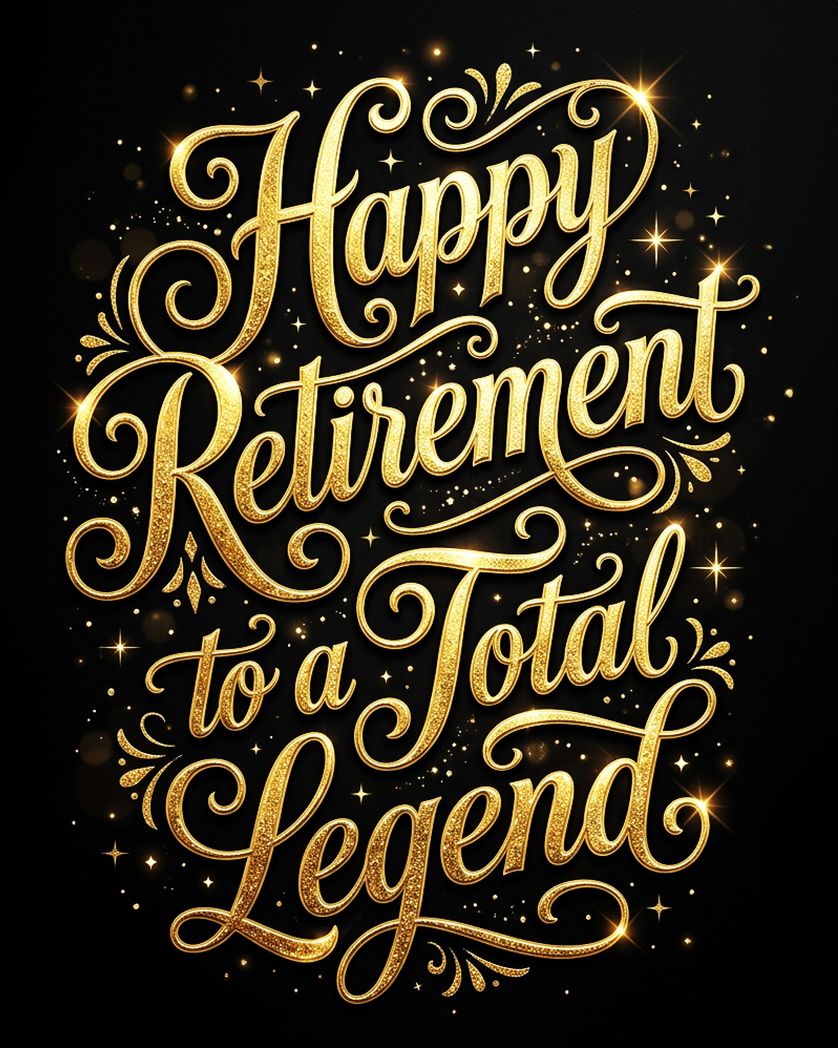 Card design "legendary retirement - group ecard"