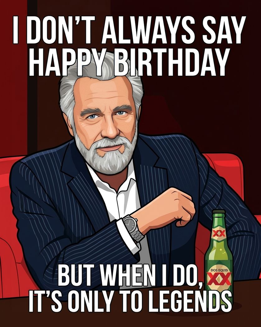 Card design "legendary meme - group birthday ecard"
