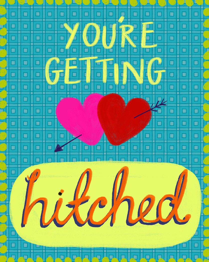 Card design "Two Hearts - group wedding ecard"