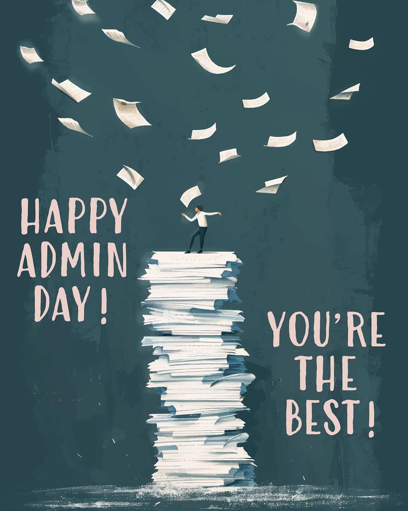 Card design "Stack of Paper - group admin day ecard"