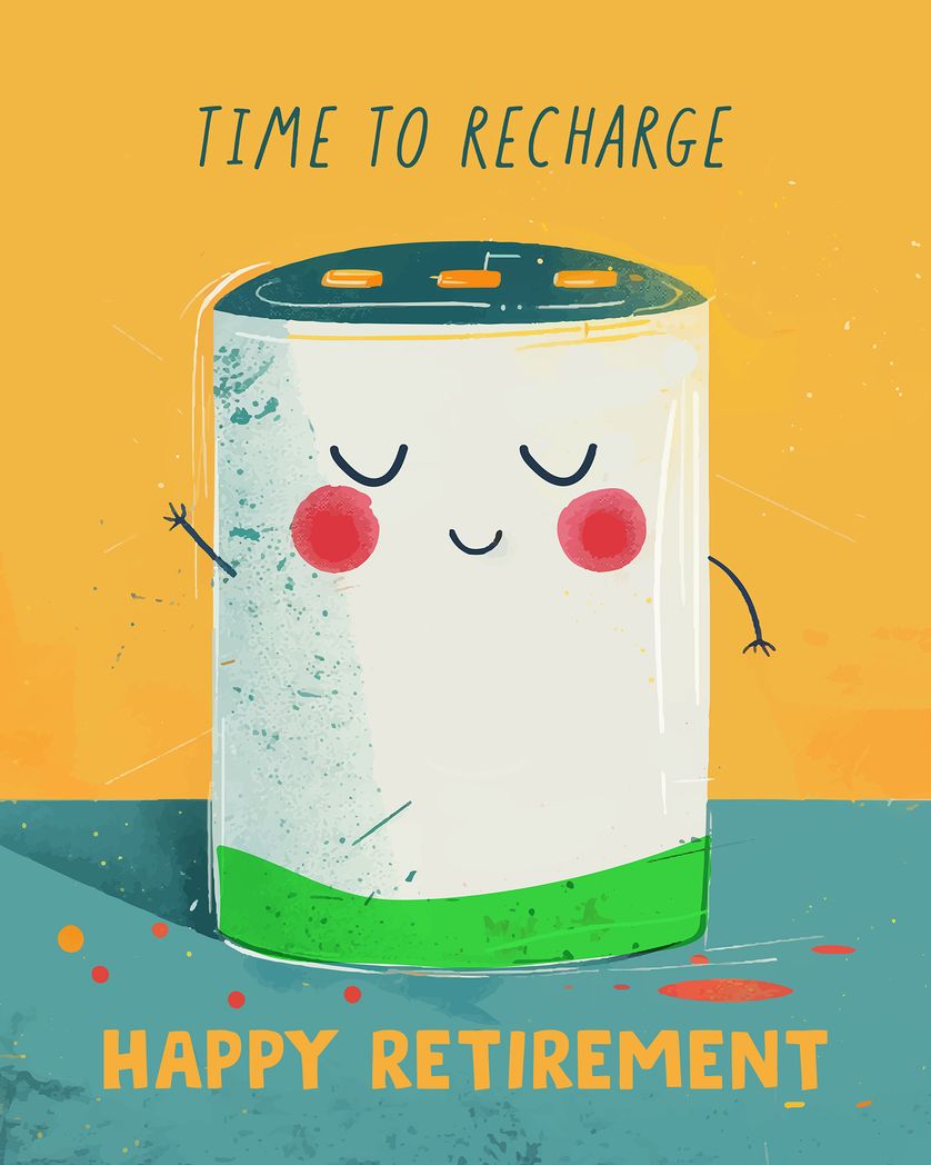 Card design "Low battery mode - group retirement ecard"