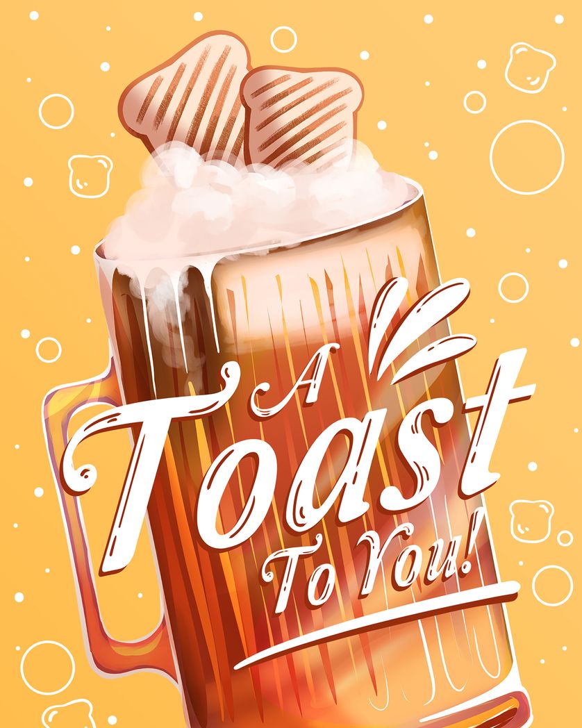 Card design "Toasty - group birthday ecard"