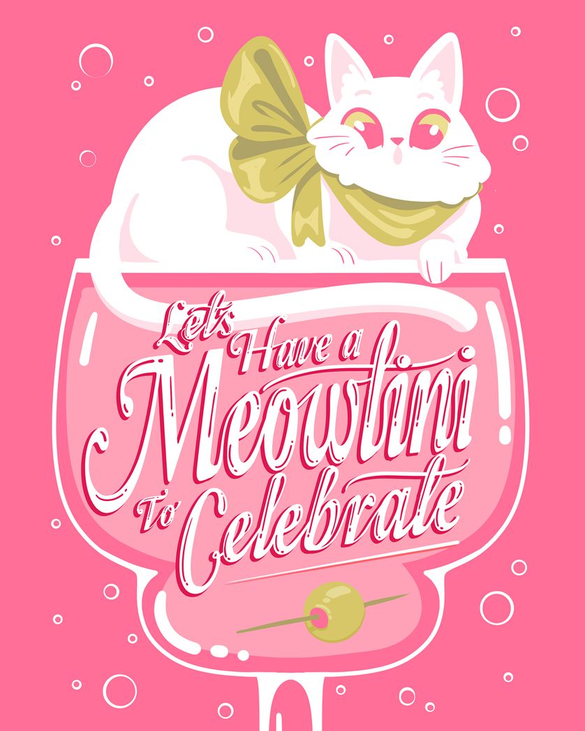 Card design "Cat cocktail - group birthday ecard"