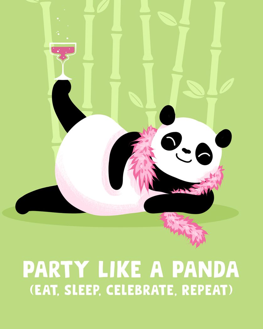 Card design "Happy Panda - group birthday ecard"