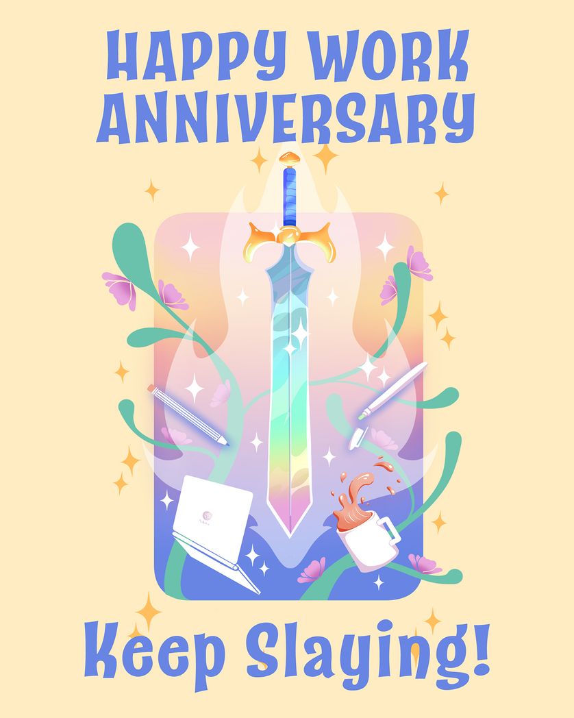 Card design "legendary work anniversary - group ecard"