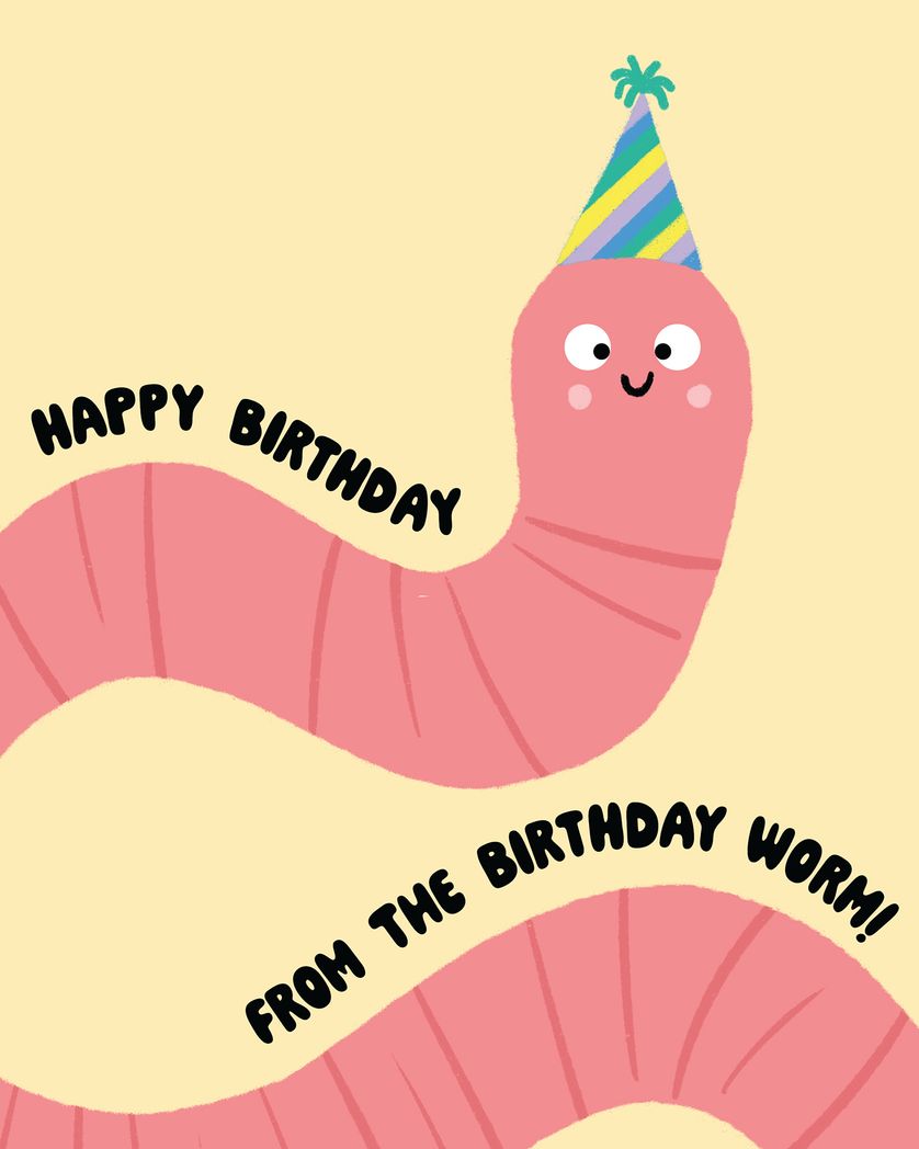 Card design "Birthday worm - group ecard"
