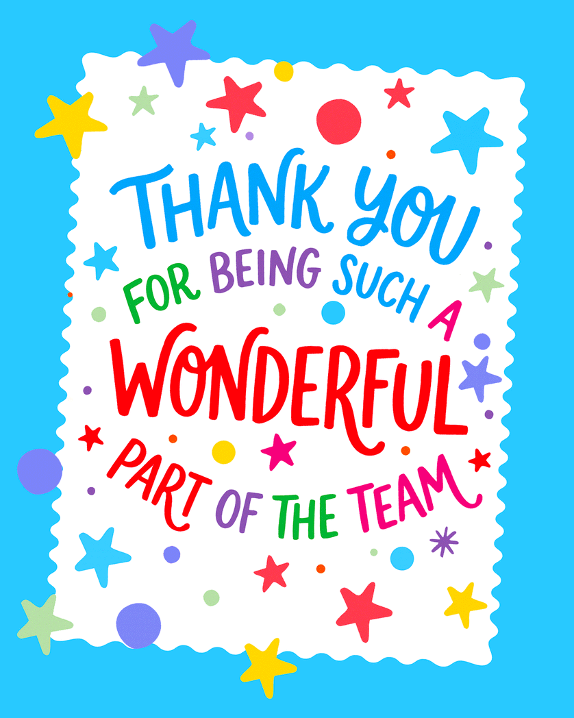 Card design "Blue Pinking  - group leaving ecard"