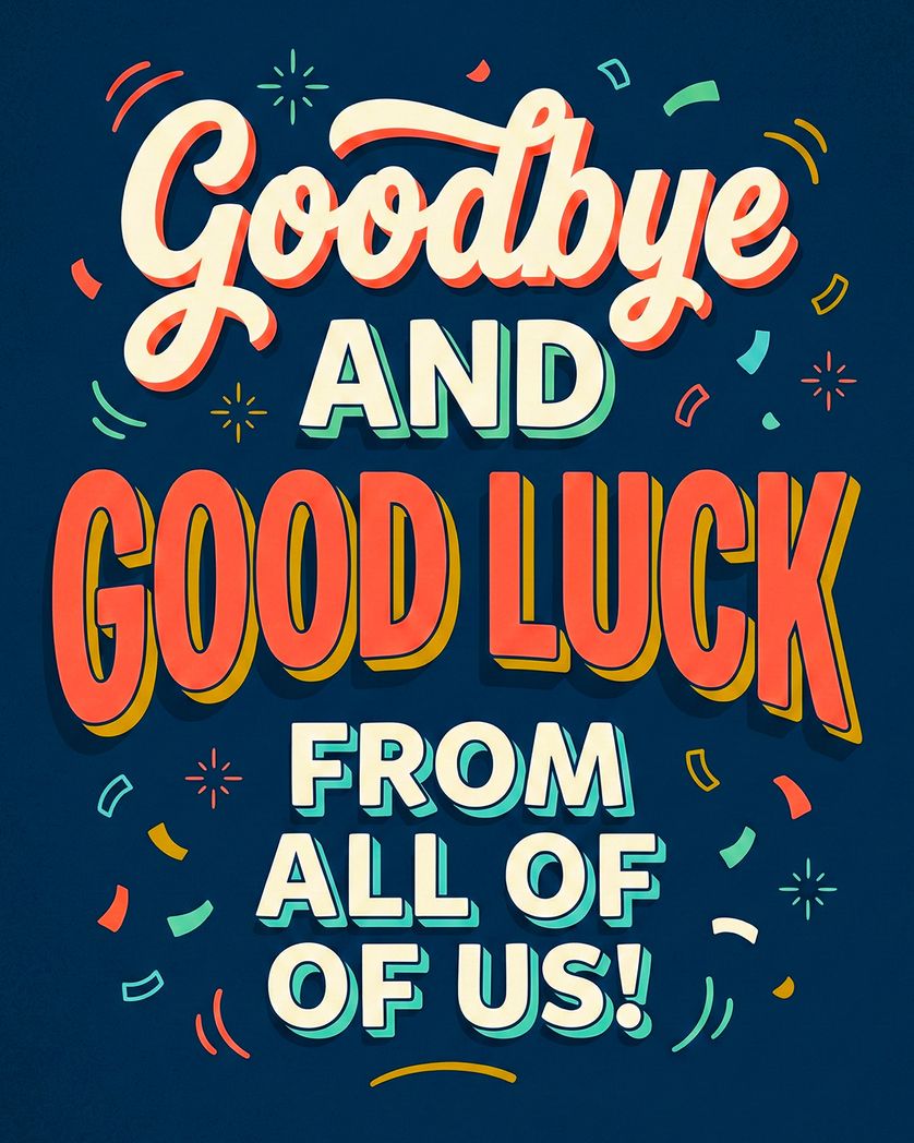 Card design "Waving with words - group leaving ecard"