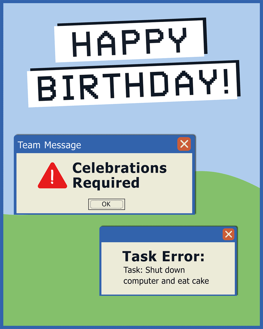 Card design "Computer File - group birthday ecard"