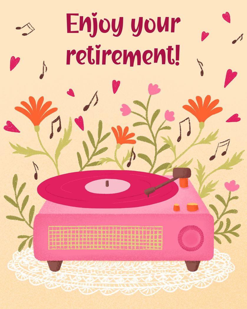 Card design "Long player - group retirement ecard"