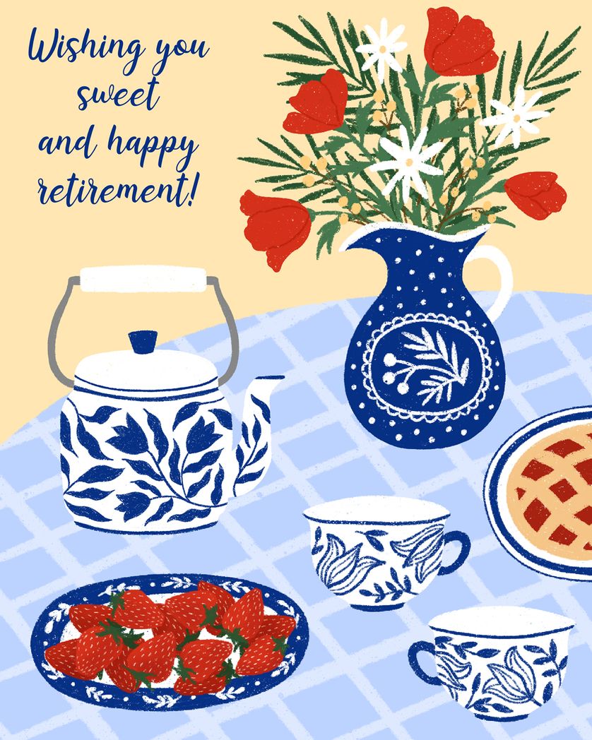 Card design "Pretty picnic - group retirement ecard"