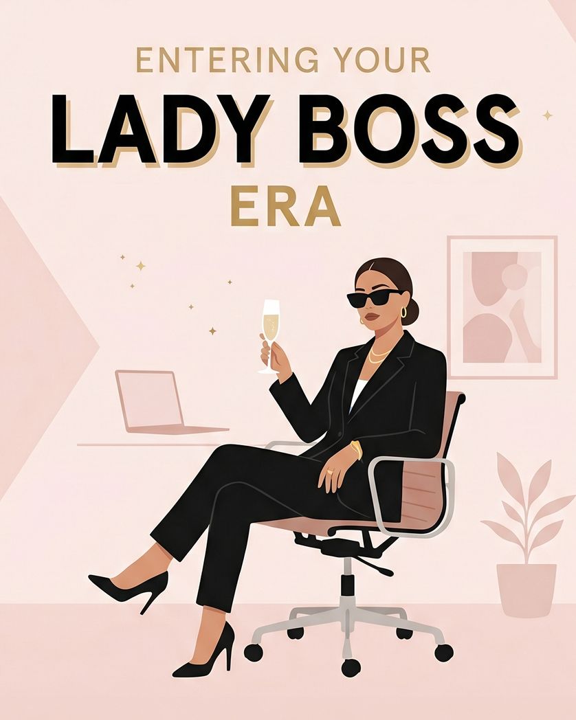 Card design "Bossing it - group promotion ecard"