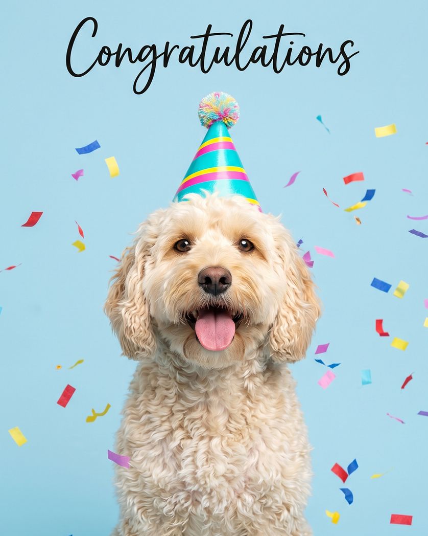 Card design "Woofy congrats - group ecard"
