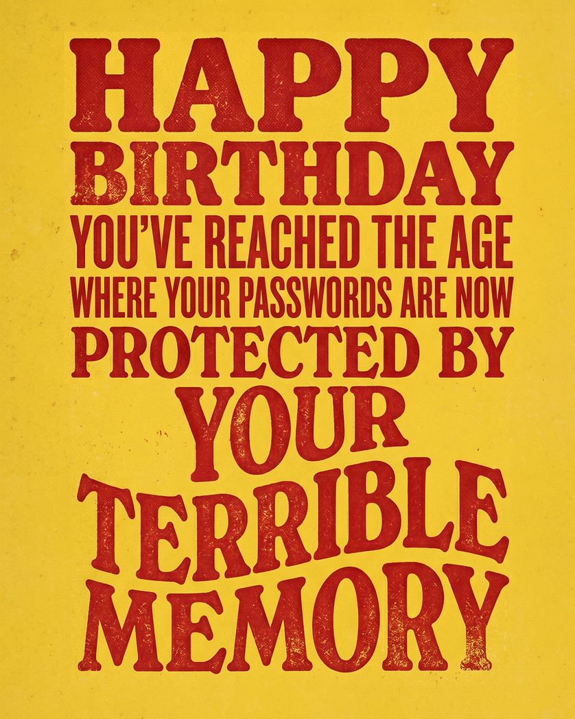 Card design "Forgotten password  - group birthday ecard"