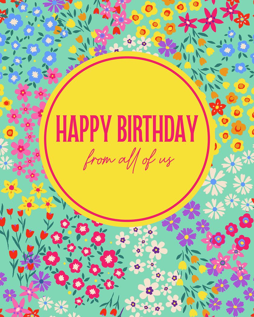 Card design "Arts and crafts- group birthday ecard"