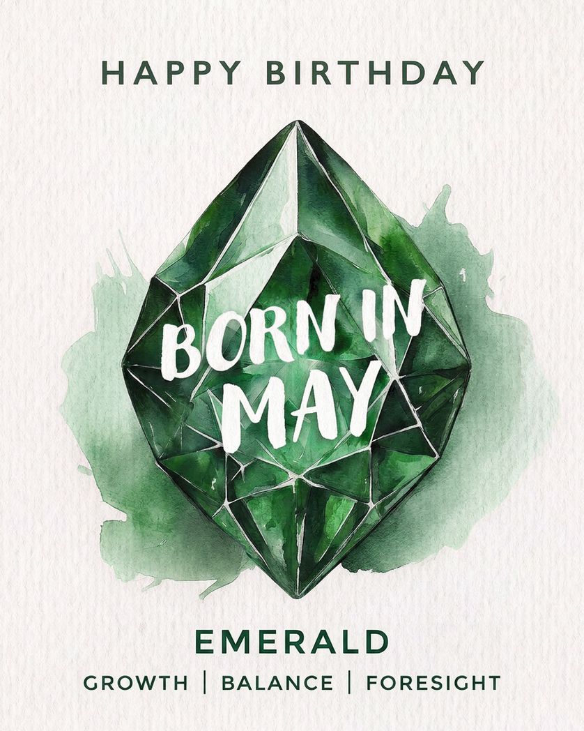 Card design "Birthstone Emerald May - group birthday card"