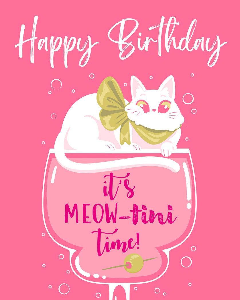 Card design "Cat cocktail - group birthday ecard"