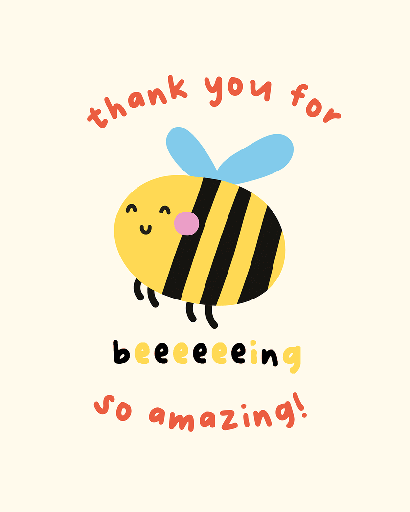 Card design "Buzzing - group leaving ecard"