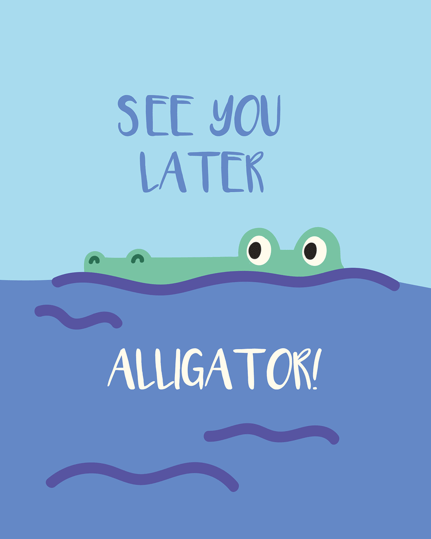 Card design "Alligator - group leaving ecard"