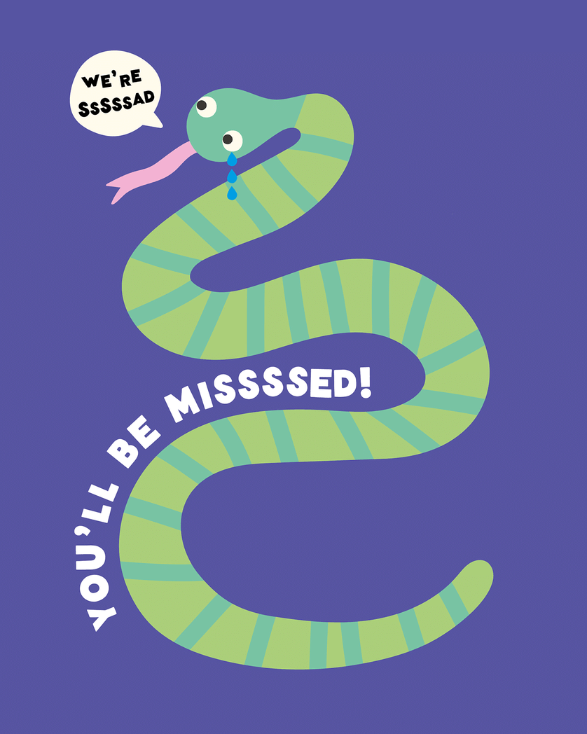 Card design "snake hips - group leaving ecard"
