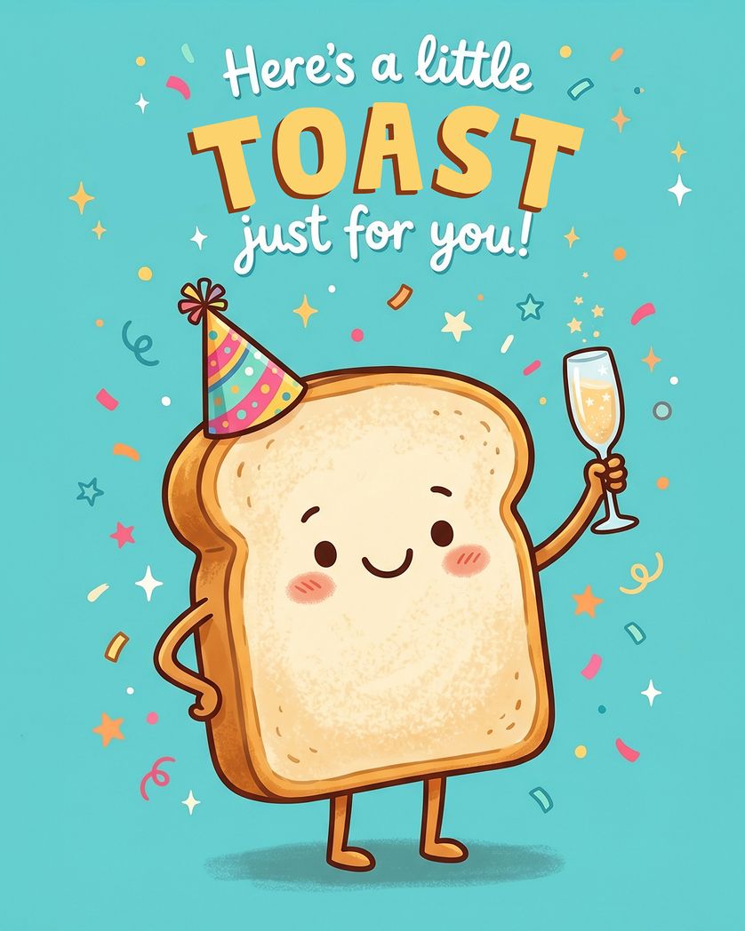 Card design "Little toast - group birthday ecard"