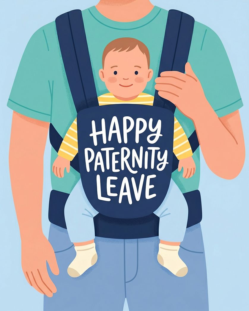 Card design "Daddy Carry - group paternity leave ecard"