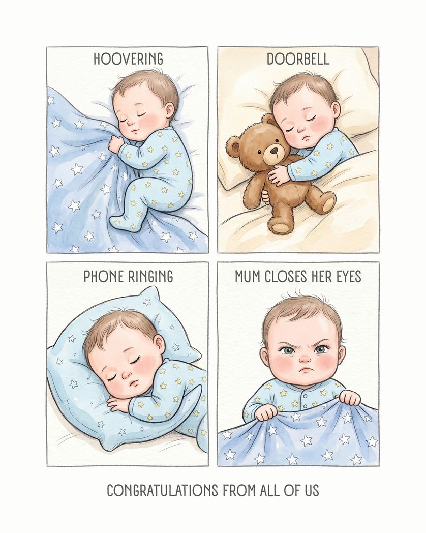 Card design "Sleepy Bubba - group baby ecard"