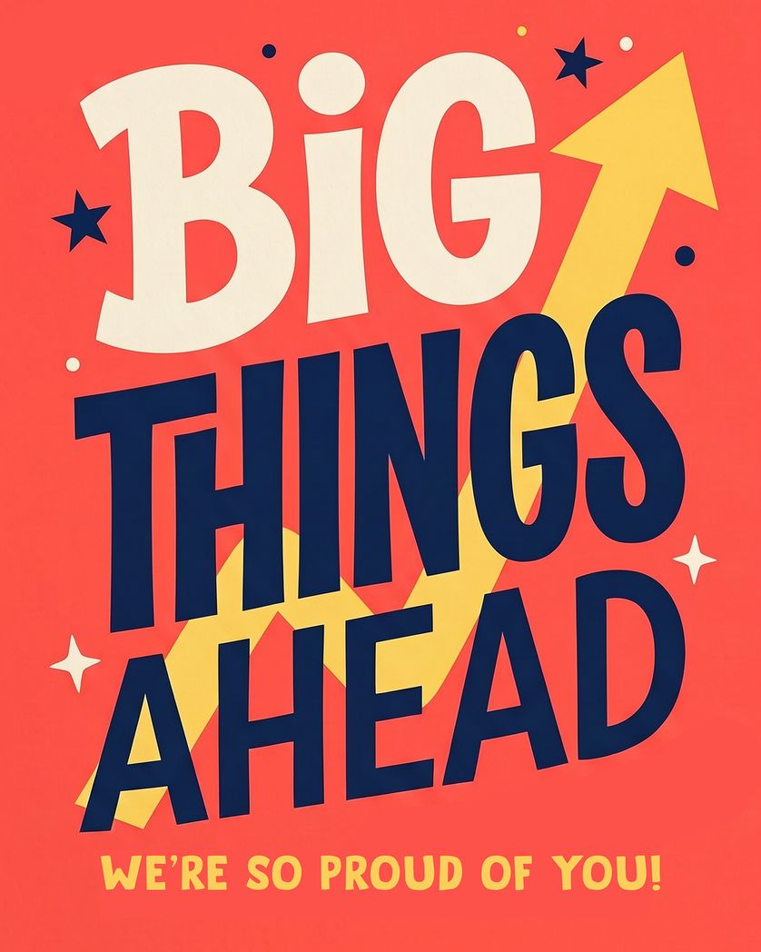 Card design "Big things - group leaving  ecard"