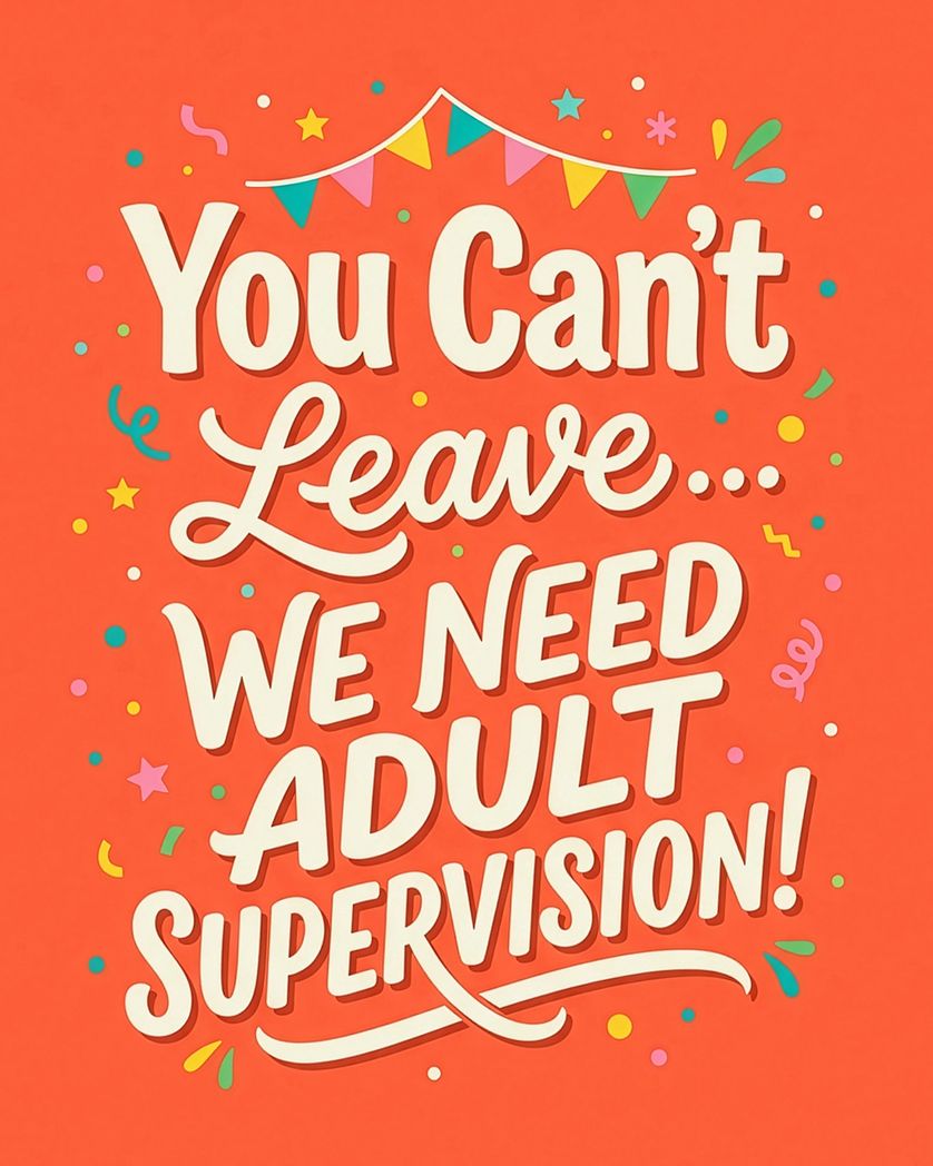 Card design "Adult supervision - group leaving ecard"