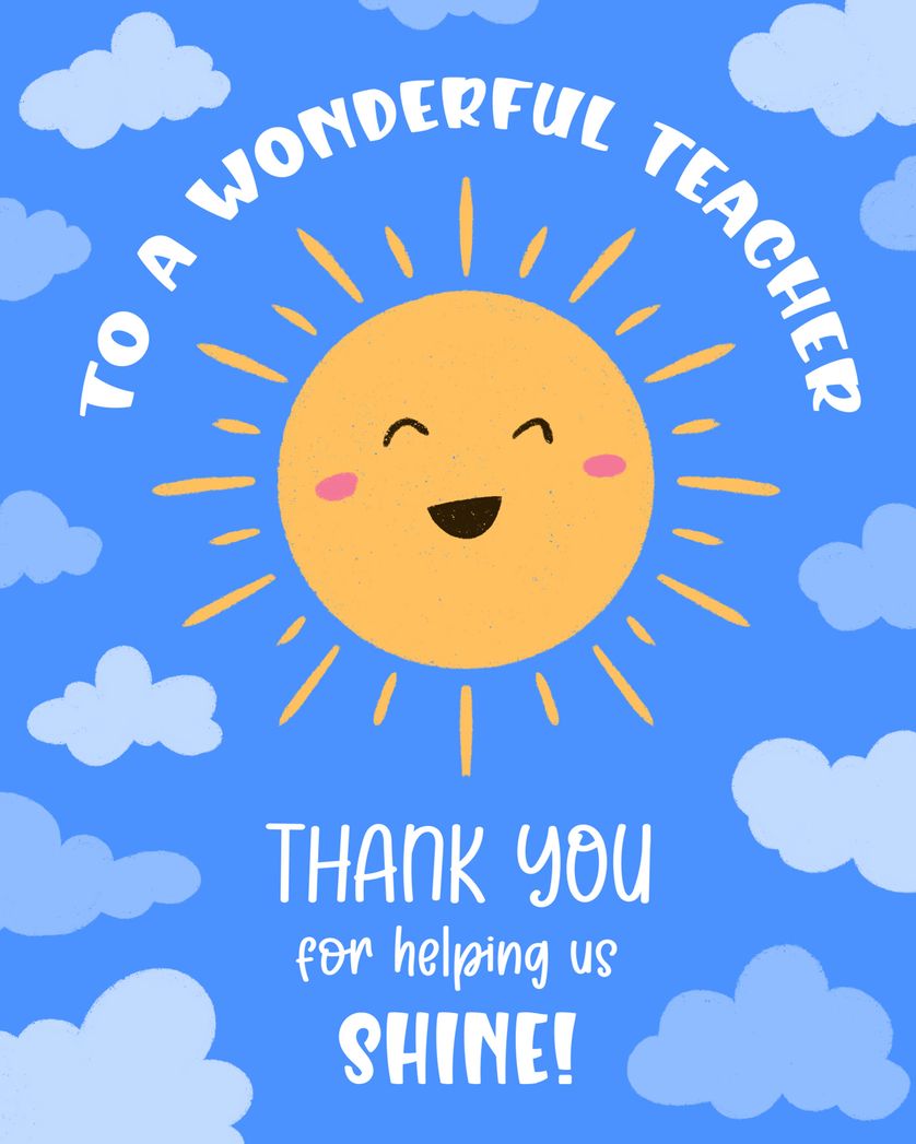 Card design "Shiny happy pupils - group teacher ecard"