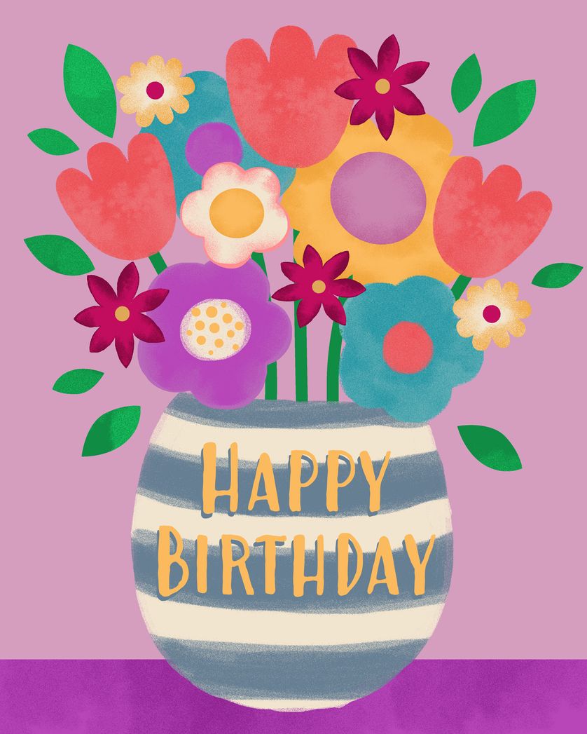 Card design "Birthday Bouquet - group birthday ecard"