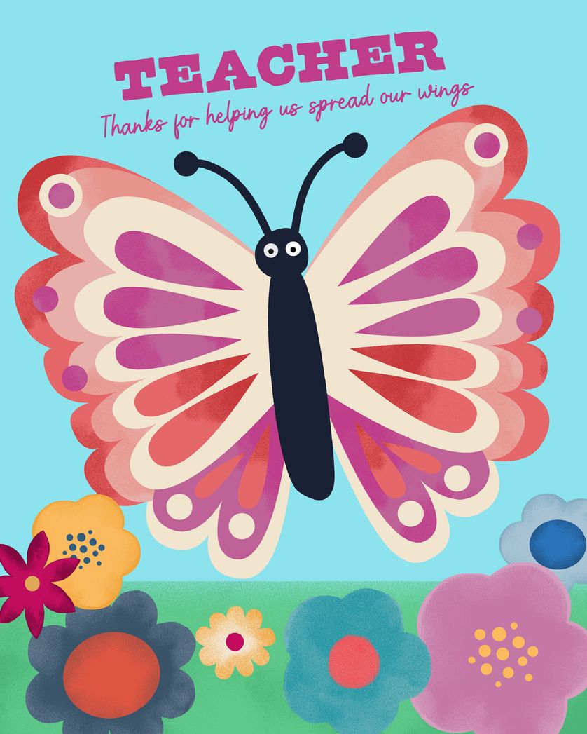 Card design "Butterfly - group teacher ecard"