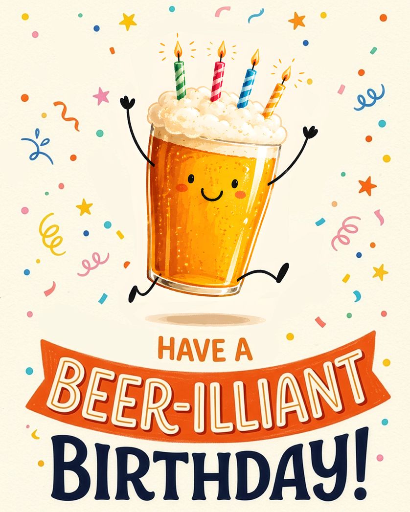 Card design "Birthday beer - group ecard"