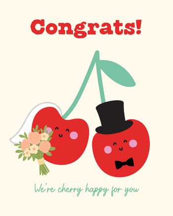Use Cherry happy couple - group wedding ecard
