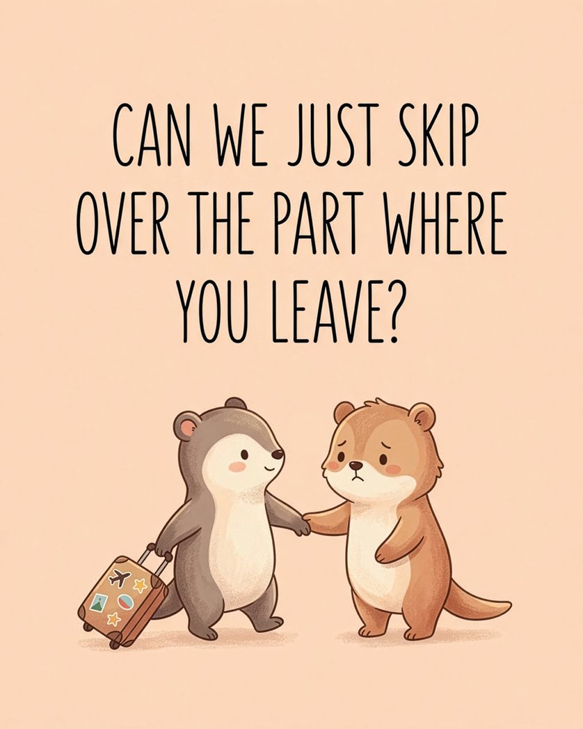 Card design "Please don't go - group leaving ecard"