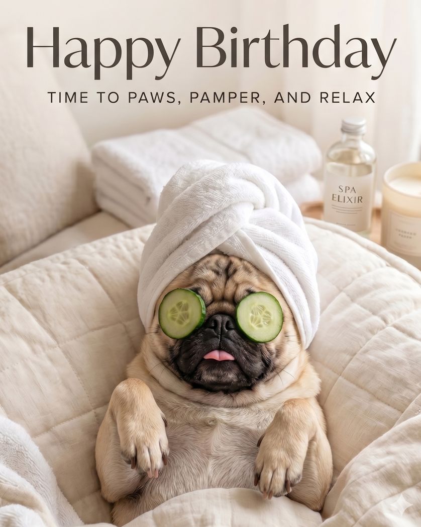 Card design "Doggy Spa - group birthday ecard"