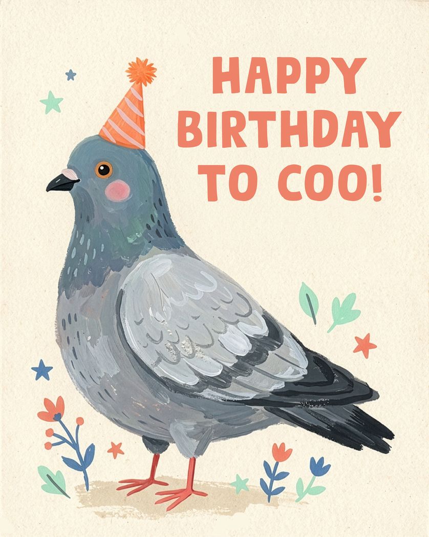 Card design "Pigeon street - group birthday ecard"