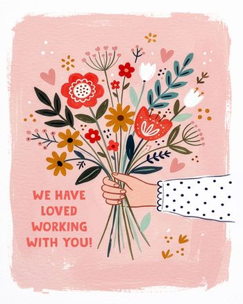 Use Leaving bouquet - group ecard