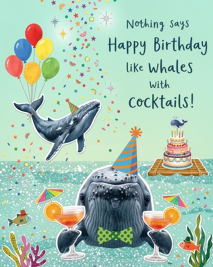Card design "Surreal rhymes - group birthday ecard"