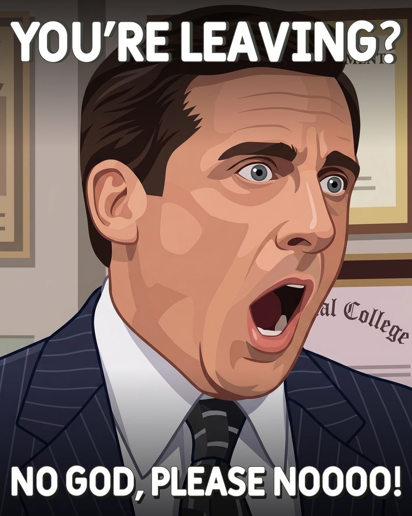 Card design "office humour Michael meme - You're Leaving"