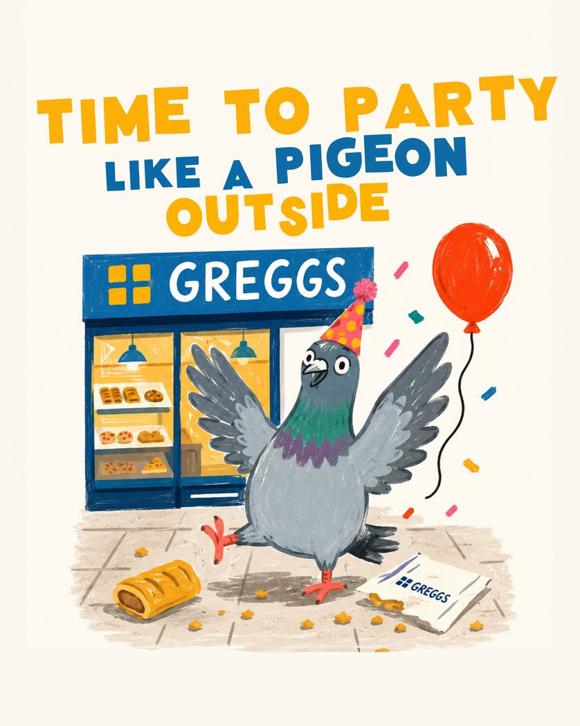 Card design "Greggs party - group Birthday ecard"