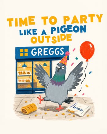 Use Greggs party - group Birthday ecard
