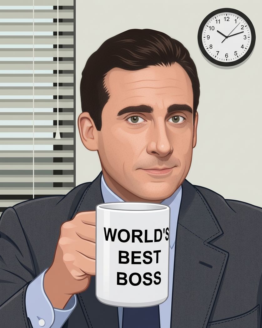 Card design "Michael Scott Mug - group boss day ecard"