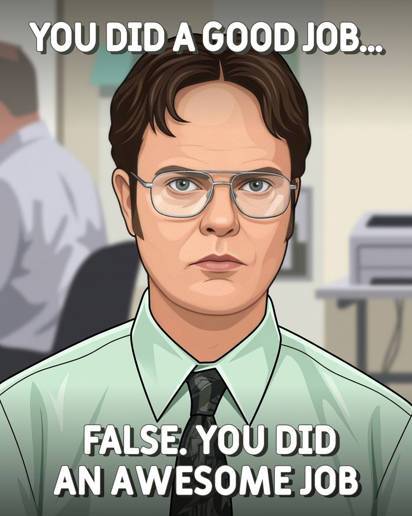 Card design "Dwight's assessment - group leaving ecard"