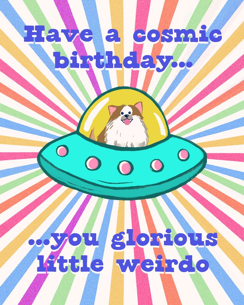 Card design "Space dog - group birthday ecard"