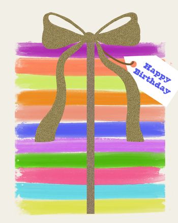 Use Stripey gift - group birthday ecard