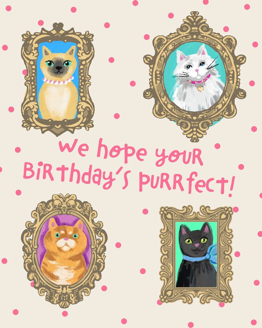 Card design "Cat gallery - group birthday ecard"